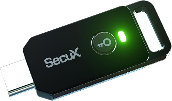 SecuX PUFido USB-C Security Key with PUF Technology, FIDO2/U2F Certified, Hardware-Rooted Unclonable Security for Passwordless Login and 2FA Authentication