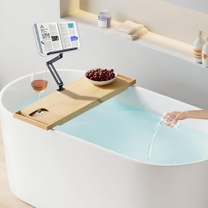 ASIEIT Book Stand with Clamp, Acrylic Desk Clamp Book Holder, 360° Cookbook Stand for Kitchen, Recipe Book Stand, Height and Angle Adjustable, Foldable and Portable for Office, Bible,Magazine,Laptops