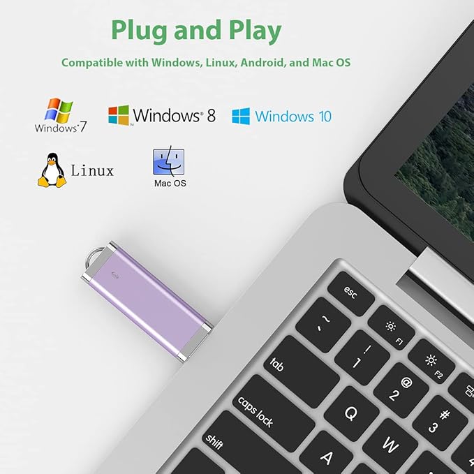 Aiibe 2GB 2G USB Flash Drive 5 Pack USB 2.0 Memory Stick Thumb Drives 2GB (5 Mixed Colors: Blue Green Yellow Pink Purple)