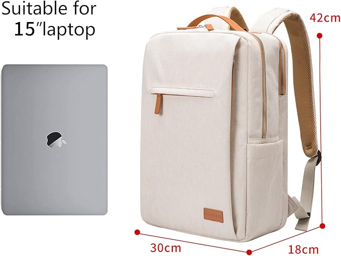 NOBLEMAN Men's Backpack, Laptop Backpack, Waterproof travel Backpack, 15.6 Inch Laptop Backpack, Daypack, carry on backpack with USB (Beige)