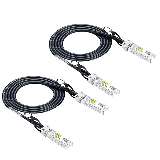 10Gtek SFP+ DAC Twinax Cable, 10G SFP+ to SFP+ Direct Attach Copper Patch Passive Cable for Cisco SFP-H10GB-CU1.5M, Meraki MA-CBL-TA-1.5M, Ubiquiti UniF, D-Link, Netgear, 1.5-Meter(5ft), 2-Pack