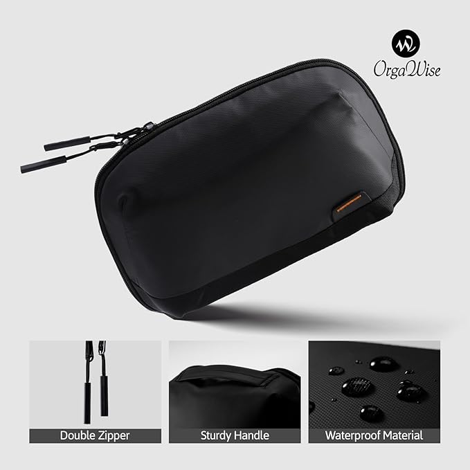 OrgaWise Electronics Organizer, Electronic Accessories Bag Travel Cable Organizer Three-Layer for iPad Mini, Kindle, Hard Drives, Cables, Chargers