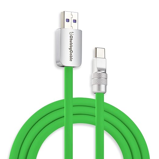 chubbycable Chubby 2.0 Fast Charging Cable Durable Soft Silicone USB C Cable 120W Extra Thick Charger Cord Compatible with iPhone 17-15 Series iPad, Green, USB-A to Type-C, 6.6 FT