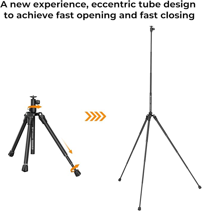 K&F CONCEPT 67''/170cm Cellphone Tripod, 2-in-1 Lightweight Compact Portable Selfie Stick with Phone Holder, DSLR Camera Tripod with Smartphone Remote E224A3+BH-18 Black
