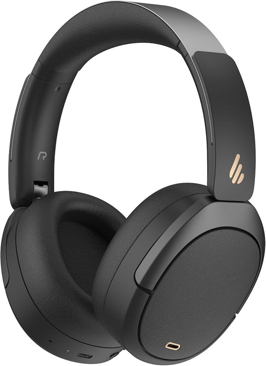Edifier W80 Over Ear Headphones with -49dB Active Noise Cancelling, LDAC Hi-Res Wired & Wireless, AI Clear Call, Fast Charging, Multipoint Connection, Bluetooth V5.4 - Black