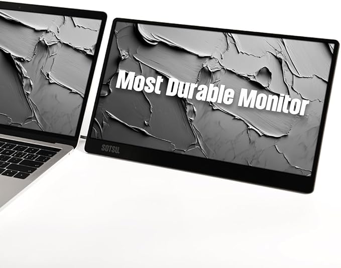 SOTSU FlipAction Go 14" Premium Portable Monitor SFA14PMMG | Robust but Lightweight | Tempered Glass Cover | 1080p | 400 Nits | 100% sRGB | 5W | Super Versatile | USB C or Mini HDMI