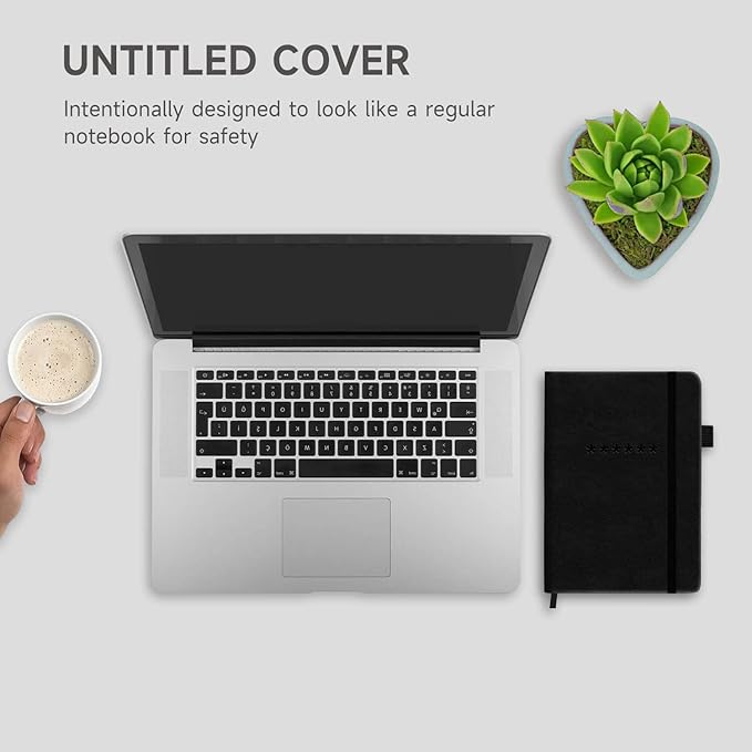 Password Book with Alphabetical Tabs – Hardcover Internet Address & Password Organizer – Password Keeper Notebook for Computer & Website – 5.2 x 7.6" Log-in Password Journal w/Thick Paper (Black)