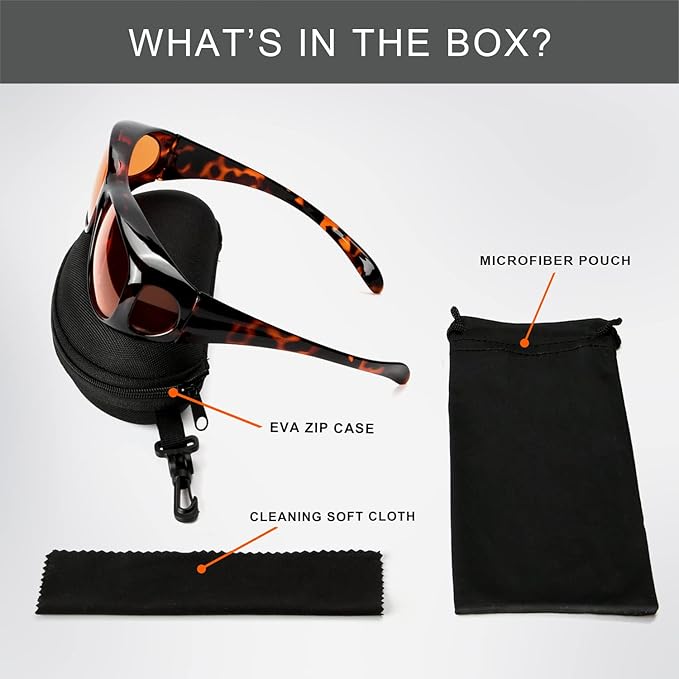 Eyekepper 100% Blue Light Reduction,Huge Fitover Anti-Blue Blocking Computer Eyeglasses with Extra Amber Lenses, Tortoise