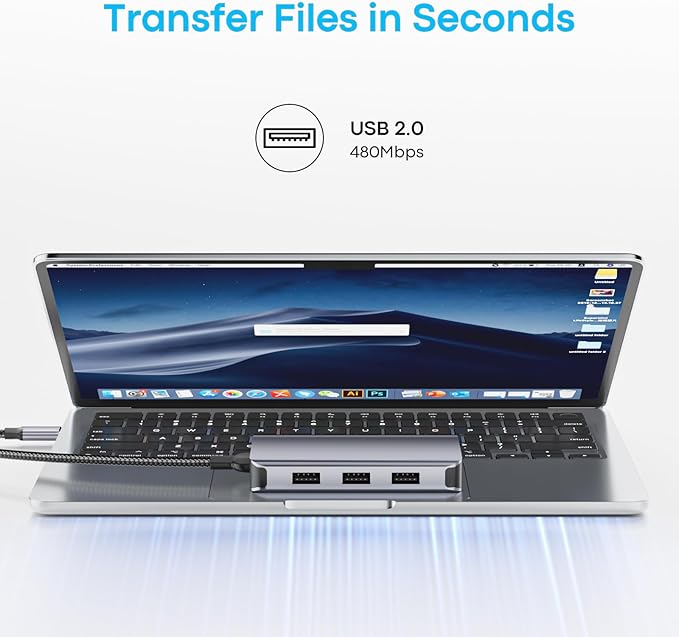 USB C Docking Station Dual Monitor with 2 HDMI, 6-in-1 USB C Hub, Laptop Docking Station with 4K 60Hz HDMI, 3 USB-A, 100W PD Charging, Thunderbolt Dock Compatible with Dell, HP, Lenovo, Surface