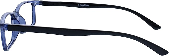 OPULIZE SEE Reading Glasses with Blue Light Blocking for Women and Men, Narrow Frame, Spring Hinges, Computer Gaming Glasses, Blue Black Arm +1 (Pack of 1)