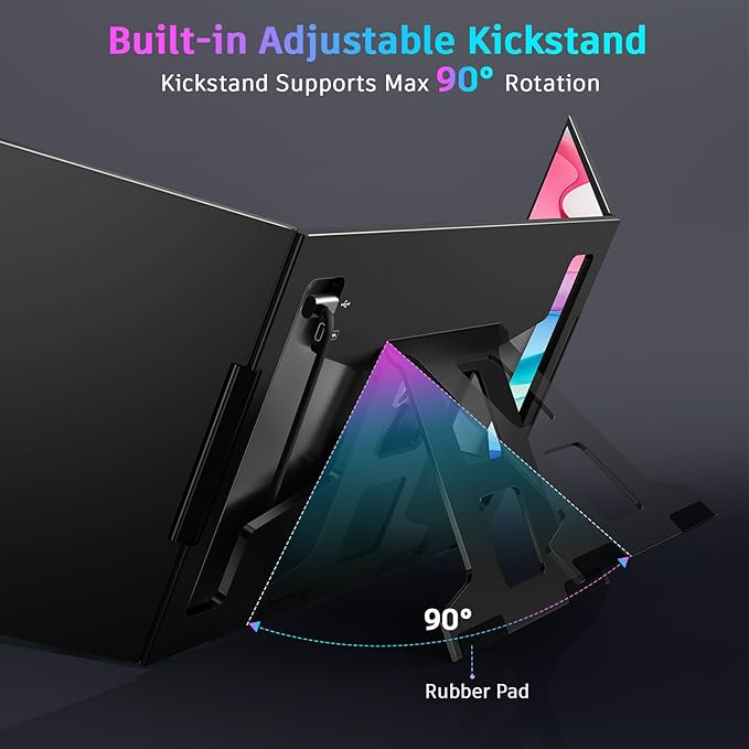 QQH Laptop Screen Extender, 15.6” Triple Portable Monitor for Laptop with Ultra-Slim FHD IPS Display, USB-C Plug and Play Extended Screen Compatible with MacOS, Windows, Android for 12-16" Laptops