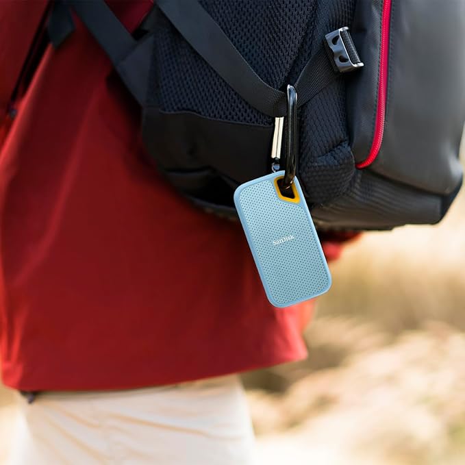 SanDisk 1TB Extreme Portable SSD - Up to 1050MB/s, USB-C, USB 3.2 Gen 2, IP65 Water and dust Resistance, Updated Firmware, Sky Blue - External Solid State Drive - SDSSDE61-1T00-G25B