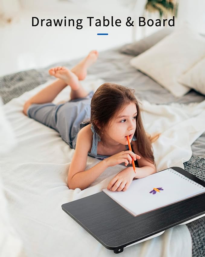 Ruxury Folding Lap Desk Laptop Stand Bed Desk Table Tray, Breakfast Serving Tray, Portable & Lightweight Mini Table for Sofa Couch Floor - - Black