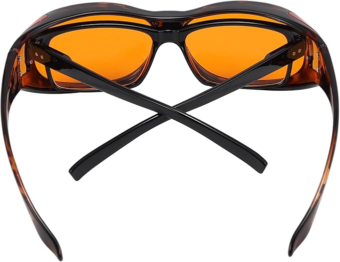 Eyekepper 100% Blue Reduction,Fitover Anti-Blue Blocking Computer Glasses with Extra Amber Lenses for Women, Tortoise