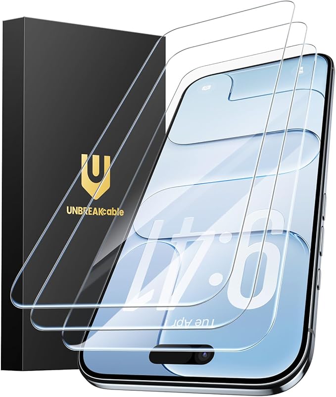UNBREAKcable 3-Pack Screen Protector for iPhone Air, Double Shatterproof Tempered Glass [Easy Installation Frame] [9H Hardness] [99.99% HD Clear] [Case Friendly] for iPhone 6.5 inch