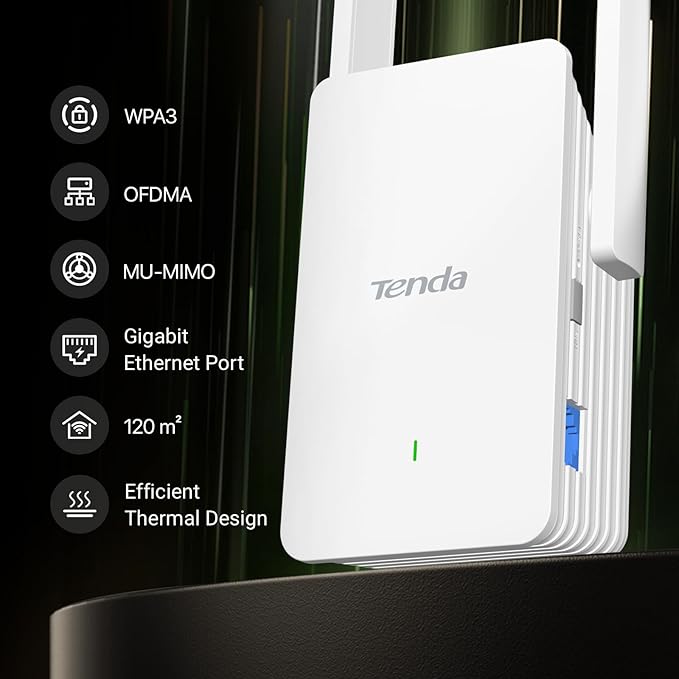 Tenda AX1500 WiFi 6 Range Extender, WiFi Signal Booster for Home Up to 1500sg.ft and 30+ Devices, Dual Band WiFi Extender Booster with Gigabit Ethernet Port, AP Mode, WPS Easy Setup(A23)