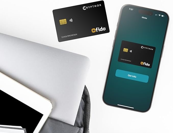 FIDO2 Security Key, Two Factor Authentication (2FA) NFC Security Key, Connect via NFC for Microsoft, Apple, Google, Facebook, Dropbox, Mifare DESFire, Convenient Card Format, FIDO Certified