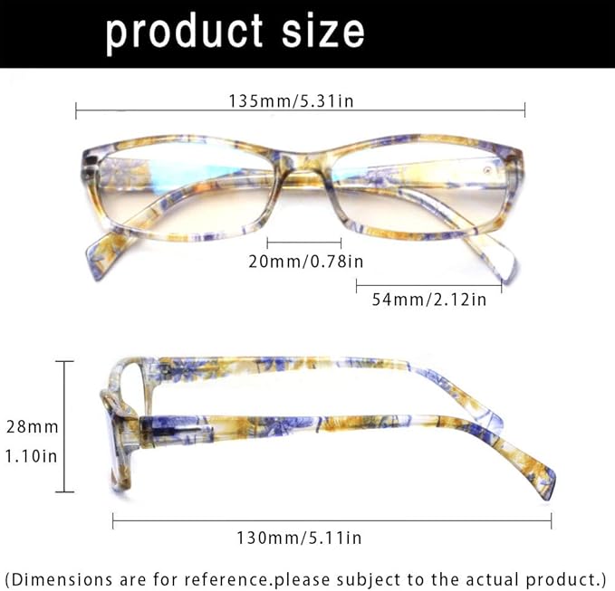 Henotin 5-Pack Reading Glasses Blue Light Blocking Anti Eyestrain Computer Reading Glasses for Women and Men Readers (Mix Color, 1.00)