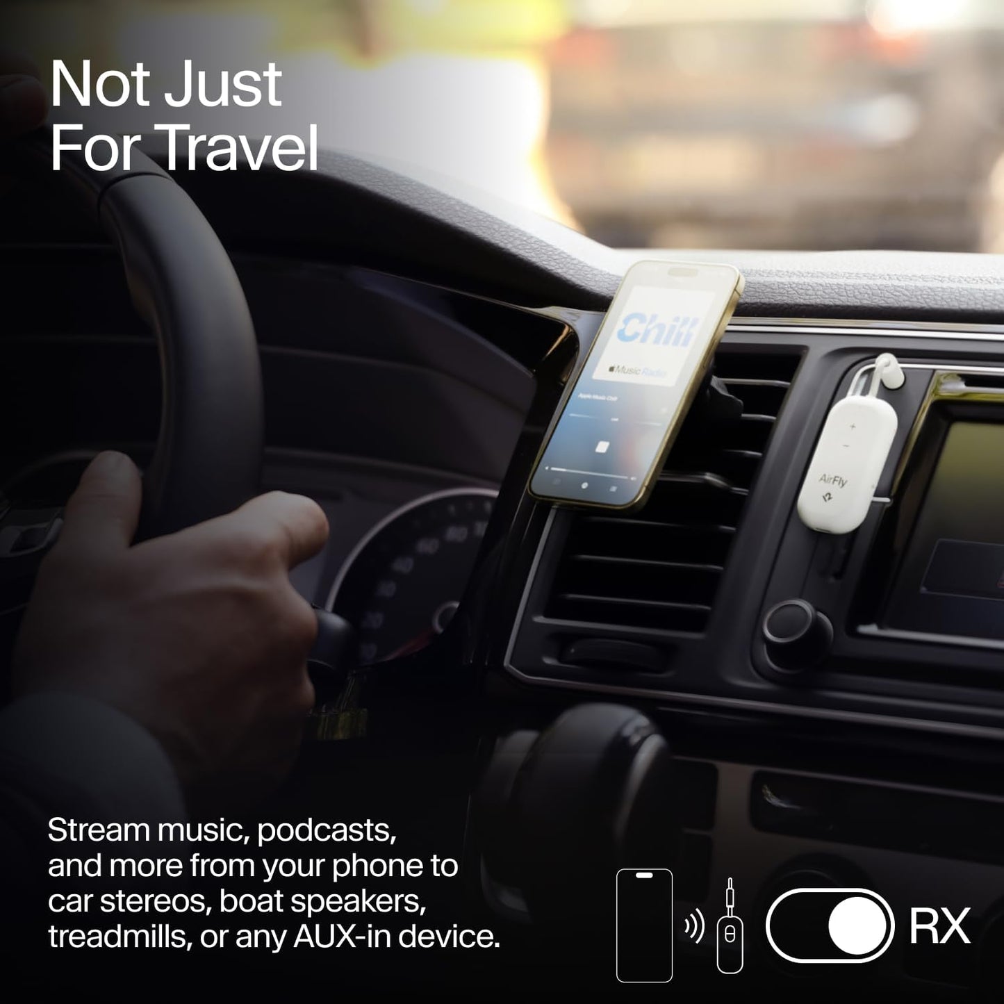 AirFly Pro 2 – Bluetooth Adapter for Airplane, Pair 2 AirPods or Wireless Headphones – 3.5mm AUX Bluetooth Transmitter and Receiver for Cars, Boats, Treadmills, TVs & More – Airplane Travel Essentials