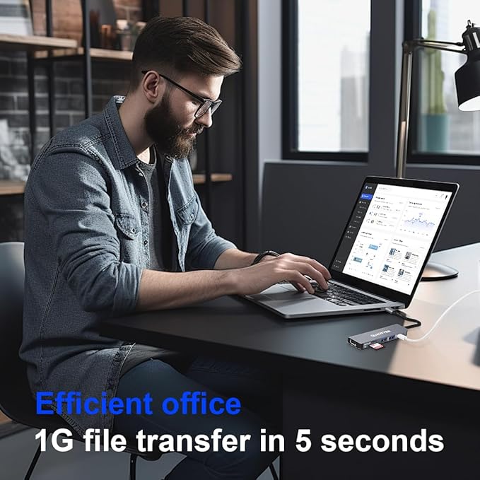 USB C Hub Multiport Adapter Dongle for MacBook Air 6 in 1 USB C to HDMI Multiport Adapter with 4K HDMI, 100W PD, USB 3.0, SD/TF Card Reader MacBook hdmi Adapter for MacBook Air/Pro, iPad, Dell XPS