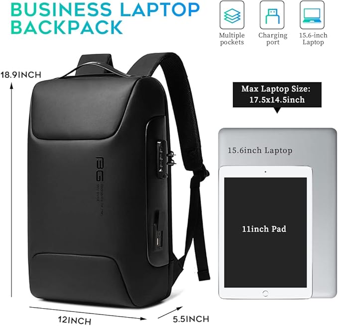 BANGE Anti Theft Backpack,Smart Work Backpack with USB Charging Port, Business Laptop Fit for 15.6 INCH Laptop…