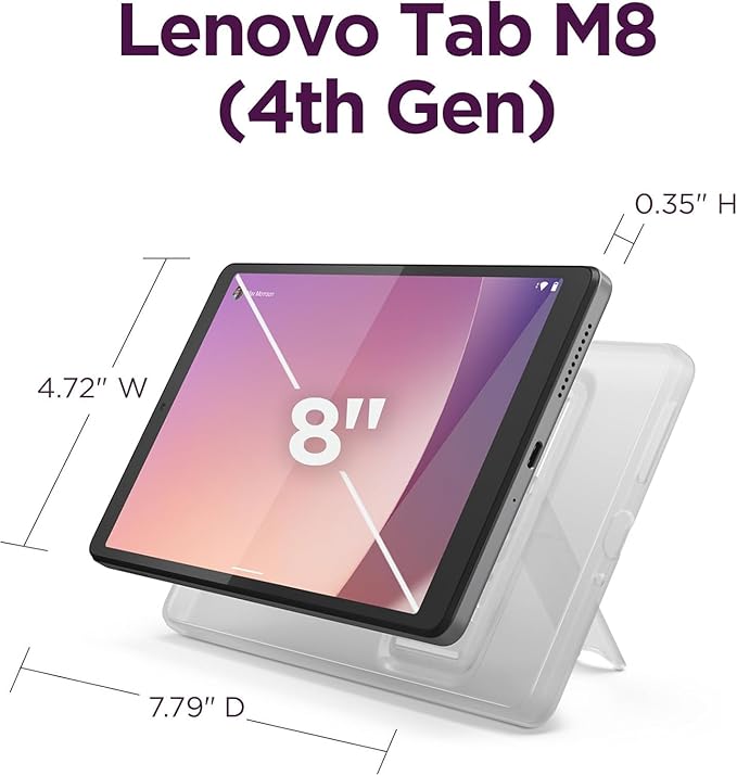Lenovo Tab M8 Gen 4 Tablet for Home&Kids, 8" HD IPS, 2GB RAM, 32GB Storage, MediaTek Helio A22, Google Kids Space, Android 11, Long Battery Life, SD Card Slot, w/Stylus Pen&32GB SD Card&Folio Case