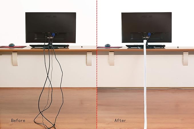 Alex Tech 10ft - 1.25 inch Cord Protector Wire Loom Tubing Cable Sleeve Split Sleeving for USB Cable Power Cord Audio Video Cable - Protect Cat from Chewing Cords - White