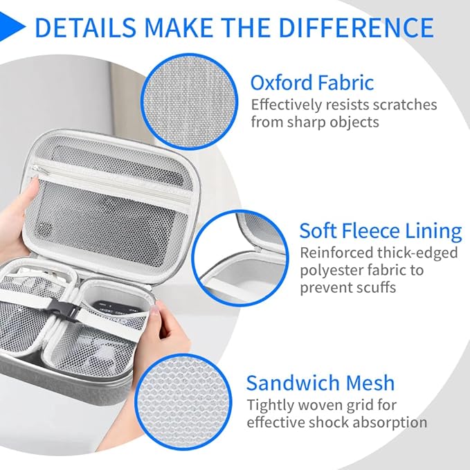 Electronics Organizer Travel Case Waterproof,Multi-Function Cable Storage Bag for Charger Phone Earphone USB Cables,Portable Wire Organizer Pouch for Travel Accessories,Grey