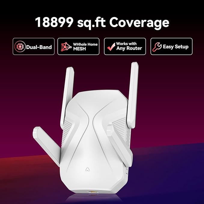 2026 WiFi Extender Signal Booster, 10X Faster WiFi 6 Extender, 18899 sq.ft. Internet Repeater for Home, Dual-Band Network Extender, Wireless Router Signal Amplifier w/Gigabit Ethernet Port, Easy Setup