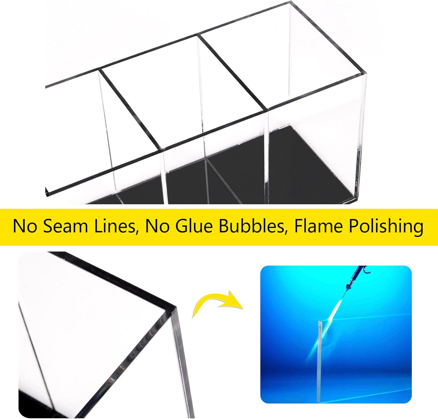 Acrylic Clear Pen Holder 4 Slot Pencil Organizer Countertop,Pencil Stationery Organizer for Office Accessory Storage (Black based)