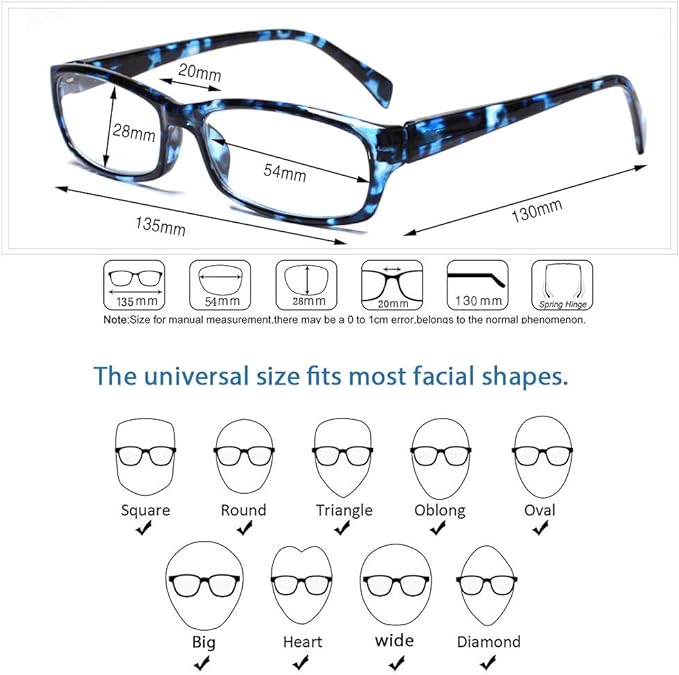 Henotin 5-Pack Reading Glasses Blue Light Blocking Anti Eyestrain Computer Reading Glasses for Women and Men Readers (5 Pack Tortoise, 3.00, Diopters)