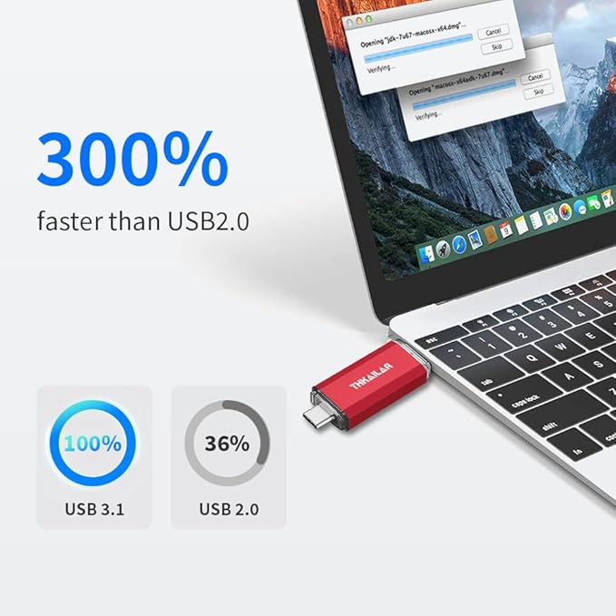 Thkailar 1TB USB C Flash Drive for MacBook and Android Phones,Thumb Drive with USB A and USB C for PC,Laptop,Portable External Storage for Pictures,Videos and Music