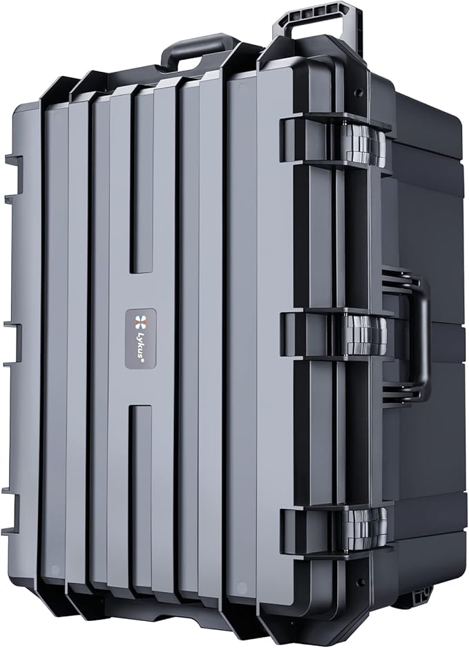 Lykus HC-7240 Large Waterproof Hard Case with Wheels and Customizable Foam, Interior Size 28.3x21.6x15.6 inch, Suitable for cameras, lenses, electronic equipment and more