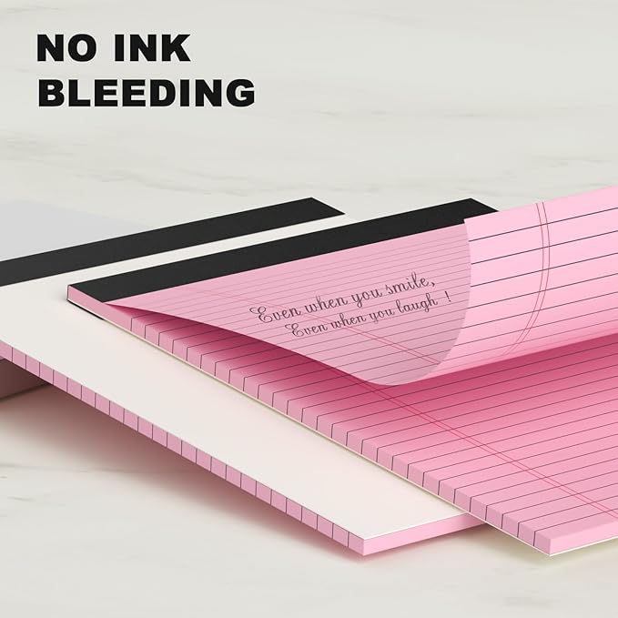 Colored Legal Pads 8.5 x 11 Note Pads 8.5 x 11 inch, Wide Ruled Clear Print Writing Pads 30 Sheets/Pad, 80gsm Colored Paper, Perforated Notepad with Sturdy Back (3 Pads)