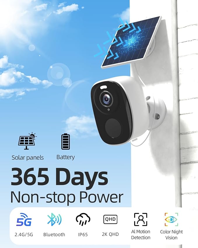 ELECCTV 4Pack Solar Security Cameras Wireless Outdoor, Outdoor Cameras for Home Security, Home Camera with Motion Detection Alarm Floodlight Color Night Vision 2-Way Audio Waterproof,IP65 SD/Cloud