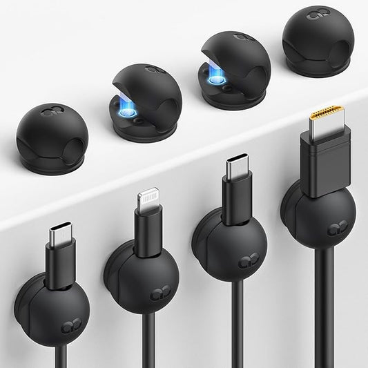 8Pack Magnetic Cord Organizer Clips - Lamicall [Mini-Soft Silicone] Cable Management for Phone Charger Cords, Strong Magnet Adhesive Cord Holder for Desk/Nightstand/Home/Office, Organizer Accessories