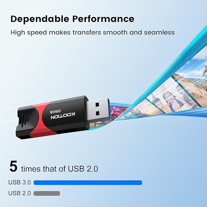 256 GB USB 3.0 Flash Drive KOOTION Flash Drive 3.0 Thumb Drive Retractable 256G Memory Stick USB Drive Jump Drive Rugged with LED Indicator for Data Storage and Transfer