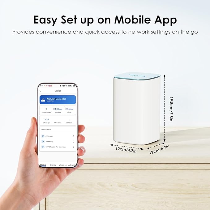 WAVLINK AX3000 WiFi 6 Mesh System 2 Pack - Covers up to 5000 Sq.Ft., Speeds up to 3.0 Gbps, Replaces Wireless Router and WiFi Extender Signal Booster, Easy Setup, Smart App Control