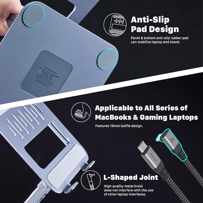 ADAM elements USB-C Stand Ultra/Laptop Docking Station – Hub Stand Ultra USB-C Magnetic 6in1 Hub for All MacBook, iPad & Laptop