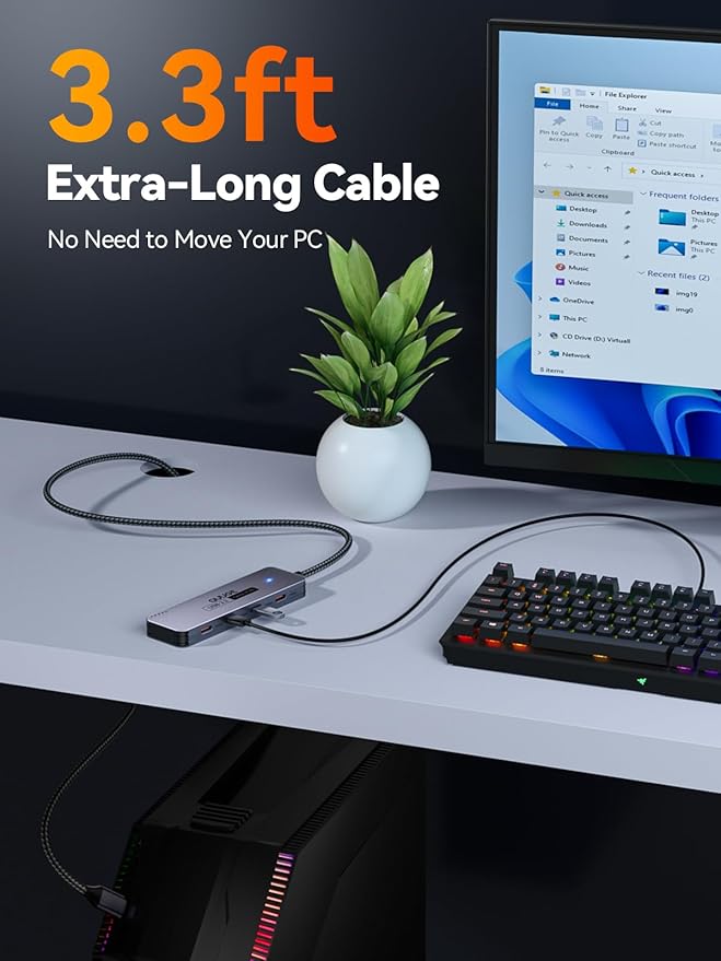 10Gbps USB C Hub: Splitter with 4 USB-C Ports High-Speed Type-C Multiport Adapter 1M(3.3Ft) Nylon Cable Compatible with MacBook Pro/Air, iPad Pro/Mini 6, Surface Pro, Chromebook, Dell XPS and More