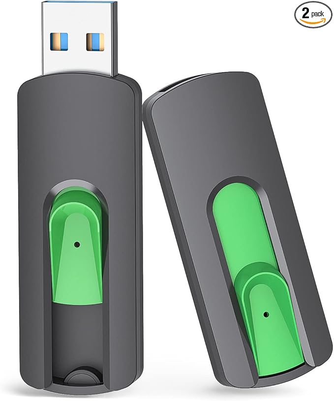 Aiibe 128GB Flash Drive 2 Pack USB Drive 128GB Upgraded 150MB/s USB 3.1 Flash Drive Thumb Drive Retractable Memory Stick Jump Drives for PC Laptop, Green