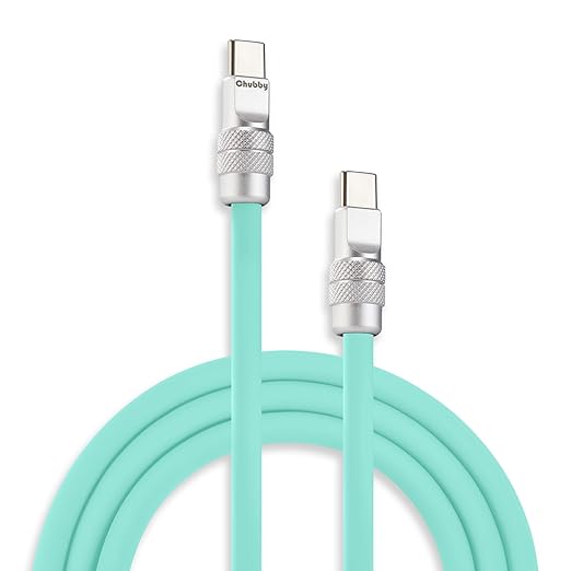 chubbycable Chubby 2.0 Fast Charging Cable Durable Soft Silicone USB C Cable 240W Extra Thick Charger Cord Compatible with iPhone 17-15 Series iPad, Light Blue, Type-C to Type-C, 8.2FT