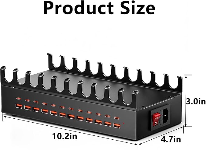 300W Charging Station with 24 Ports,USB Fast Charger for Multiple Devices,Multi Charger Station Organizer Compatible with Smart Power Delivery,Phone,Tablet,Charging Station for Home,Office,School
