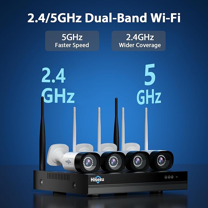 Hiseeu 3MP Wireless Security Camera System with 12 Outdoor Cameras, 16CH WiFi NVR, Color Night Vision, Spotlight & Siren, 2-Way Audio, 3TB Hard Drive, 24/7 Recording, Home Surveillance Kit