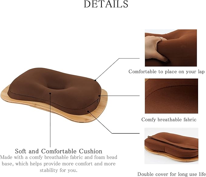 SUMISKY Lap Desk-Portable Laptop Table with Cushion Bamboo Platform Phone Holder L(21.6"x13.8")