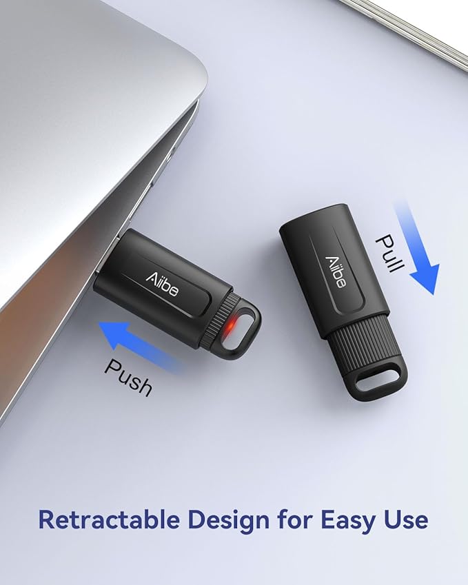 Aiibe 256GB Flash Drive USB 3.0 Thumb Drive USB Stick Retractable Memory Stick Jump Drive 256GB USB Flash Drive for PC Laptop (1 Pack Black)