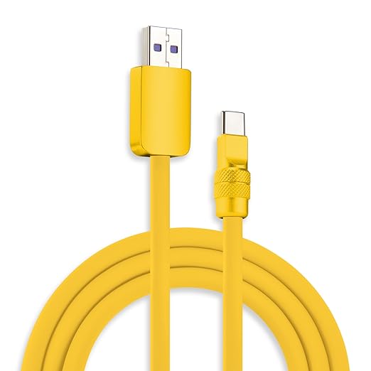 chubbycable Chubby 2.0 Fast Charging Cable Durable Soft Silicone USB C Cable 120W Extra Thick Charger Cord Compatible with iPhone 17-15 Series iPad, Yellow+Yellow, USB-A to Type-C, 16.4 FT