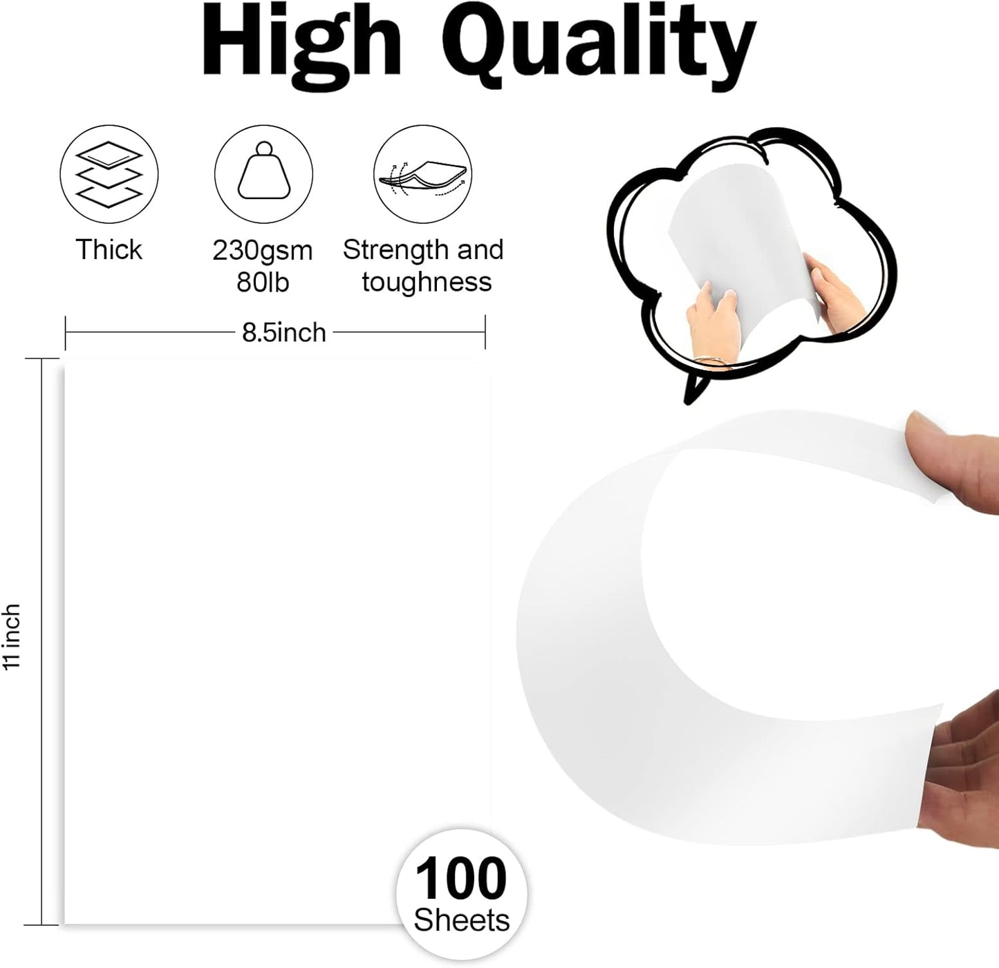 100 Sheets White Cardstock 8.5 x 11 Certificate Paper, Goefun White Card Stock Printer Paper for Invitations, Menus, Wedding, DIY Cards