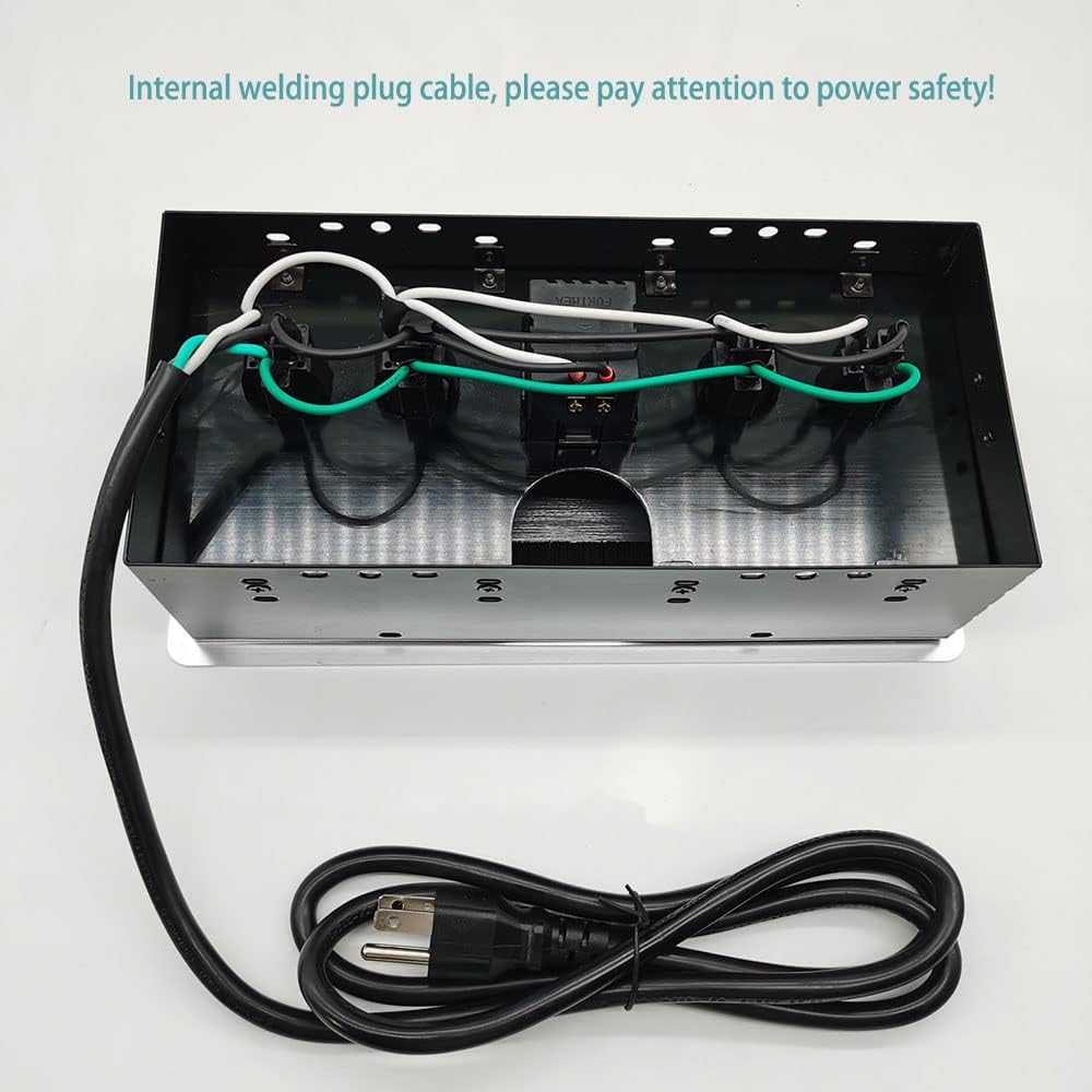 Embedded mesa Power Outlet Box, Table Power Multimedia Connectivity Box for Conference Study Room Home with 4 AC Outlet,USB-C Port Fast Charge 18W Length 4.9FT Power Cable (Brushed Silver)