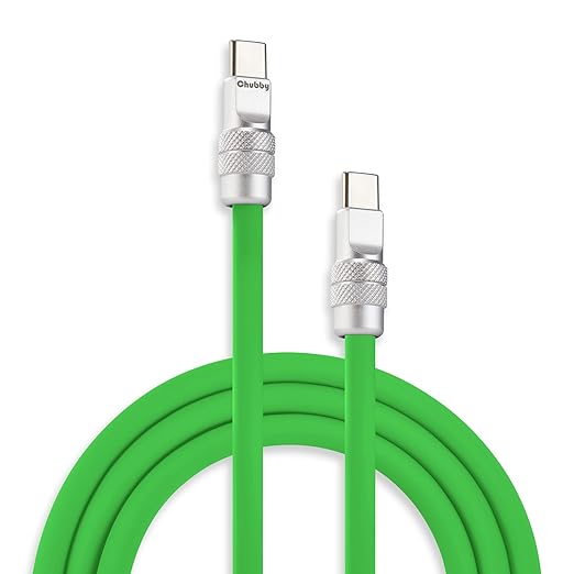 chubbycable Chubby 2.0 Fast Charging Cable Durable Soft Silicone USB C Cable 240W Extra Thick Charger Cord Compatible with iPhone 17-15 Series iPad, Green, Type-C to Type-C, 13.1 FT